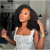 Half Wigs Human Hair Flip Over Afro Curly Wigs Kinky Curly Glueless Wear And Go Seamless Beginner Friendly 3 In 1 Half Wig