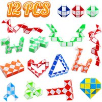 12-6pcs Random Snake Cube Twist Folding Puzzle Fidget Toy 24 Blocks Magic Ruler Anti Stress Reliever Game Gift for Kids Adults