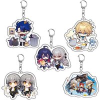 Hot Anime Honkai: Star Rail Game Q Edition Keychain Cute Sampo Gepard Dan Heng Q Version Print Acrylic Pendant Keyring