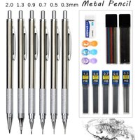 0.3/0.5/0.7/0.9/1.3/2.0mm Mechanical Pencil Office School Writing Art Painting Tools Metal Automatic Pencils Creative Stationery