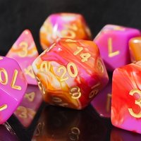 Hot Sale 7Pcs Pink Orange Swirl Polyhedral Dice Set with Gold Numbers DND Dice for Dungeons & Dragons RPG MTG Tabletop Board G
