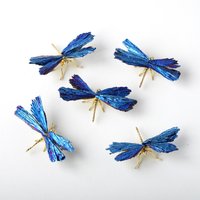 1pc Natural Crystal Aura Black Tourmaline Feather Dragonfly Ornament Blue Feather Dragonfly Crystal Craft Holiday Gift