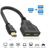 HD 1080P HDTV Splitter Dual Port 1 In 2 Out Cable Male To Female HDTV Adapter For Laptop TV Box Monitor HDMI-compatible Splitter