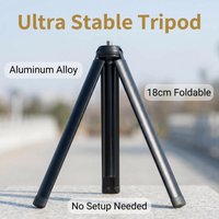 Universal Aluminum Tripod Stand with 1/4" Screw - Desktop Mount for GoPro Action Camera Phone Gimbal Ring Light - Vlog Video Rec