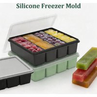Silicone Freezing Mold Food Container with Lid Ice Cube Mold Storage Box Divided Ice box for Store Soup,Sauce Drink Herbs juices