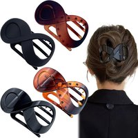 Assorted Infinity Hair Claw Clip Set, 4Pcs Tortoise & Black Acrylic Clips, Durable Hair Accessories for Women, Ideal for Thick H