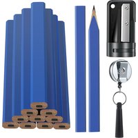 14 Pcs/set Carpenter Pencil,Flat Octagonal Hard Black Carpenter Marking Pencils with Pencil Sharpener Retractable Pen Holder