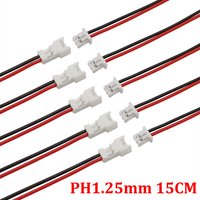 Micro JST1.25 2Pin Wire Connectors Plug Jack Mini JST PH1.25mm 2P Male Female Socket Battery Charging Cable Terminal Length 15CM