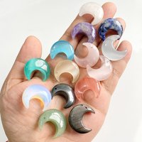 1pc 22x25MM Natural Quartz stone Moon Shape Pendant Charm DIY Necklace Earring Jewelry Decoration
