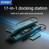 ONTEN 17-Port USB C Docking Station with M.2 SSD Case Multi-Port Adapter Hub for PC Tablet Steam Deck Laptop MacBook Pro Air