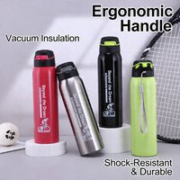 500ML Vacuum Stainless Steel Bicycle Water Bottle Bicycle Water Bottle With Double Wall Insulation Simple Thermal Cup With Straw