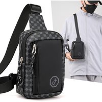 Casual Business Shoulder Bag for Men PU Leather Messenger Bag Wide Strap Crossbody Bags Plaid Designer Male Sling Bags