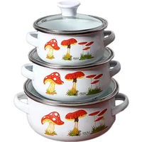 Enamel Enamel Soup Pot Milk Pot Baby Food Supplement Noodle Cooking Pot Sauce Pot Stew Pot 3 Piece Set Universal Pots and Pans