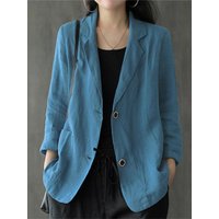 Elegant Solid Blazer Women Autumn Overcoats ZANZEA 2023 Casual Long Sleeve Single Button Coats Female Lapel Outwears Oversized