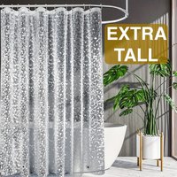1pc Extral Long Pebble Cear Shower Curtain Liner with Magnets and Metal Grommets, Transparent Bathroom Curtain 3D Bath Curtain
