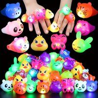 12/24 Pcs Cartoon LED Luminous Ring Suitable for Kids Birthday Party Gift Toys, Carnival Prizes, School Classroom Rewards Pinata