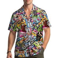 Retro Cassette Hawaiian Shirt Unisex, Vintage 80s 90s Mixtape Music Aloha Button Down Shirt, Summer Shirt Short Sleeve