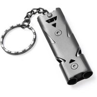Outdoors High Decibel Portable Keychain Whistle Stainless Steel Double Pipe Emergency Survival Whistle Multifunction Tools