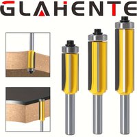 8mm Shank 4-Flute Edge Trimming Cutter with Bearing - Tungsten Steel for Woodworking, Deburring, Fillet, Rounding & Engraving