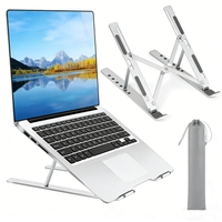 Adjustable Aluminum Laptop Stand 6-Level Height Foldable Portable Riser with Heat Ventilation for 8-17.3 Inch Stable Anti-Slip