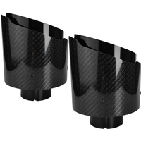 1 Pcs Universal Car Carbon Fibre Tail Throat Stainless Steel Bright Black Twill Glossy Muffler Exhaust Nozzle Tip 130mm