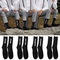 Wedding Socks Men Socks Groom Best Man Groomsman Socks Letter Socks Combed Cotton Dress Wedding Party Long Stockings