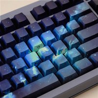 Space Starry Cherry Keychain PBT 131 Key Side Engraved Transparent Personalized Keycap for MX Switch Wooting Mechanical Keyboard
