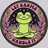 Yoga Frog Enamel Pin LET KARMA Brooch Lapel Pins Badge on Backpack Clothing Accessories Fashion Jewelry Friends Gifts