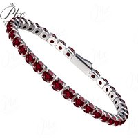 Unisex Tennis Bracelet 3/4/5mm Round Moissanite/Ruby/Sapphire/Lab green SILVER PLATED Steel Daily Fish-Themed Jewelry Gift