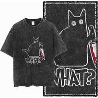 COOLMIND DB Cat Printed Cotton Acid Washed Exclusive Graphic Unisex T Shirt Cool Streetwear Men Tshirts Big Size Tee for Men image 4