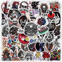 50/100 Pcs Heavy Metal Music Cartoon Skull Stickers for File Holder Phone Case Skate Helmet Waterproof Sunproof Removable Decals