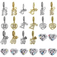 925 Sterling Silver Pendant Digital Bead Compatible with Original Bracelet Necklace for Men and Women DIY Jewelry Gift