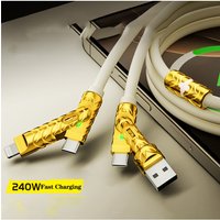 Eary 4 in 1 Charging Cable 240W USB A/Type C/Lighting Fast Charging Cable Charger Cord with E-Mark Chip for iPhone iPad Tablet