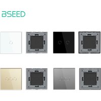 BSEED EU Standard Crystal Glass Panel 86mm For Touch Switches 1/2/3Gang With Metal Frame Wall Light Switch Function Part Only