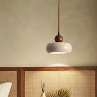 Yellow Travertine LED Chandelier Cave Stone Fixtures Modern Hanging Lamp for Restaurant Bedroom Living Dining Room Decor