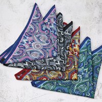 32cm Luxury Men's Paisley Printed Pocket Square Oversized Handkerchief Suit Chest Scarf Solid Red Hanky Formal Dress Accessories