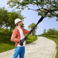Cordless Electric Tree Pole Saw Chainsaw Pruner Telescoping Branch Trimmer, 2 in 1 21V Lithium Hedge Trimmer Battery