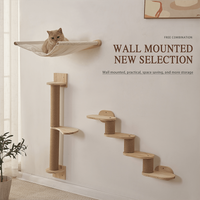 3pcs Multi- Level Cat Climbing Shelf Cat Hammock Cat Scratching Post Set, Shelf and Perch, House, Sword and Grass Post Ladder, Steps and Travelling Platform Cat Perch Tree, Hammock for Cats