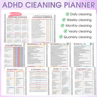 Y-Reusable ADHD Cleaning Planner For Adults And Teens - Daily Weekly & Monthly Cleaning Schedule & Checklist Household Organizer