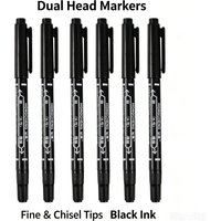 Dual Tip Black Fineliner Pens, Waterproof Sketch Markers for Drawing, Writing & School Art