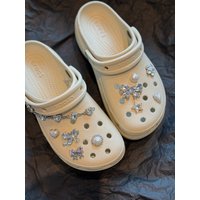 Rhinestone Bow Shoe Charms for Clog Shoes Crystal Heart Star Chain DIY Decoration Accessories for Garden Sandals