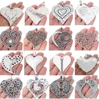 3PCS Large Bohemian Hammered Broken Heart Charms Filigree Pendants Fashion Accessories For DIY Necklace Jewelry Making