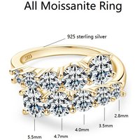 Anziw 925 Silver Moissanite Rings Woman Bands 10 Stones 3.26cttw Sparkling Diamond Twist Shank Wedding Ring Engagement Jewelry