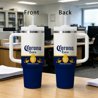 C-Corona E-Extra Beer Vacuum Flasks 40oz Stainless Steel Insulated Tumbler with Handle Straw