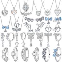Original 925 Sterling Silver Suit Charms Pendant Heart Bead For Wome Earrings Rings Necklace DIY Bracelet Fine Jewellery Gift