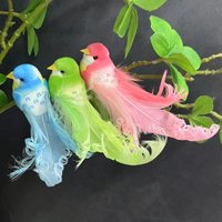 6PCS Christmas Tree Figurines Decor Simulation Birds Statue Colorful Xmas Model Birds Ornament Home Decoration