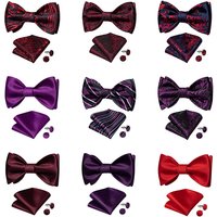 Retro Bowtie For Men Self-Ties Set Exquisite Cravat Mens Bow Tie Accessories Burgundy Wine Red Color Paisley Butterfly Knot Gift