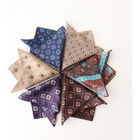 2025 New Luxury Floral Dots Printed Pocket Square Men's Formal Wear Business Blue Handkerchief Simulated Silk Hanky Suit Towel