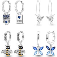 2024 All New Sterling Silver S925 Owl Book Zircon Earrings And Eardrop Simple Fine Jewelry Women Girls Fashion Party Gift