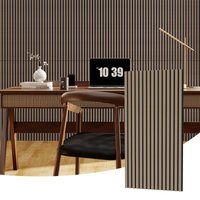 3D Fluted Wood Slat Acoustic Wall Panels, 2-Pack Sound Absorbing Noise Reduction Decorative Paneling For Studio/Home Theater/Office